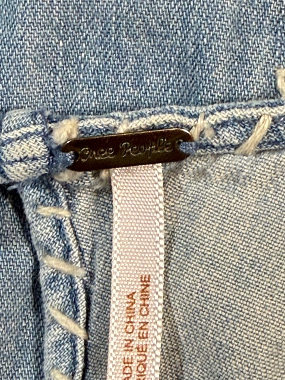 Free People Sleeveless Denim Embroidered Dress Light Blue, Size M 100% Cotton - Picture 4 of 5